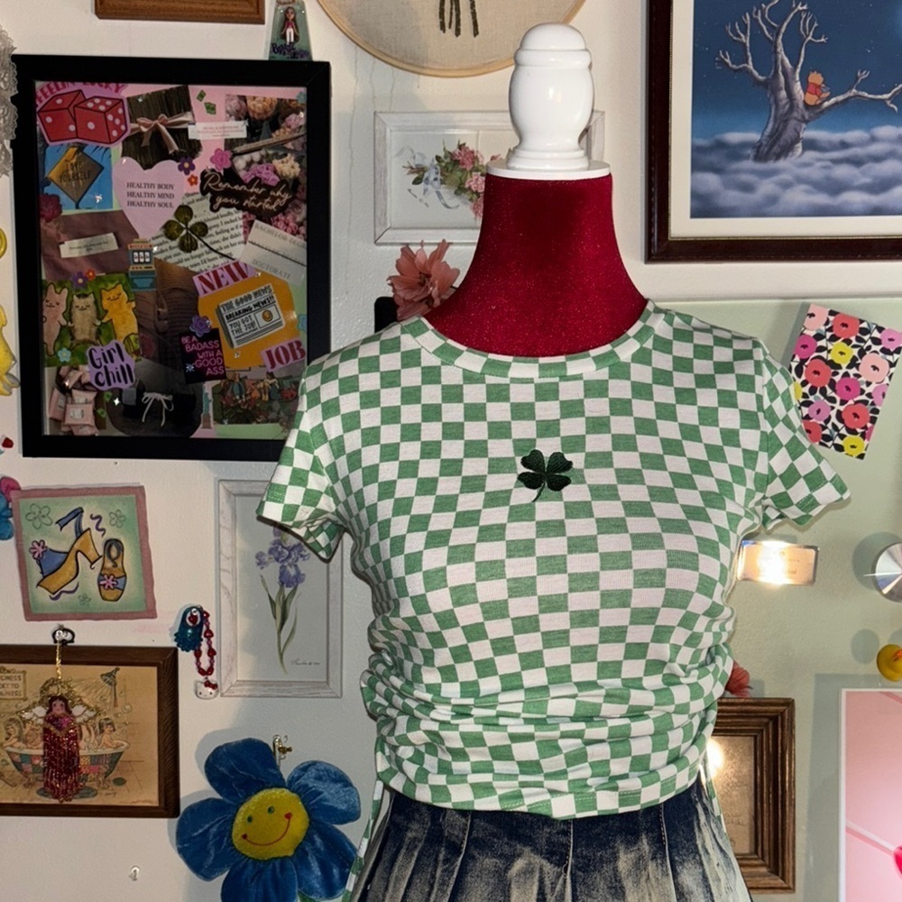 Green Checkered Women's Top